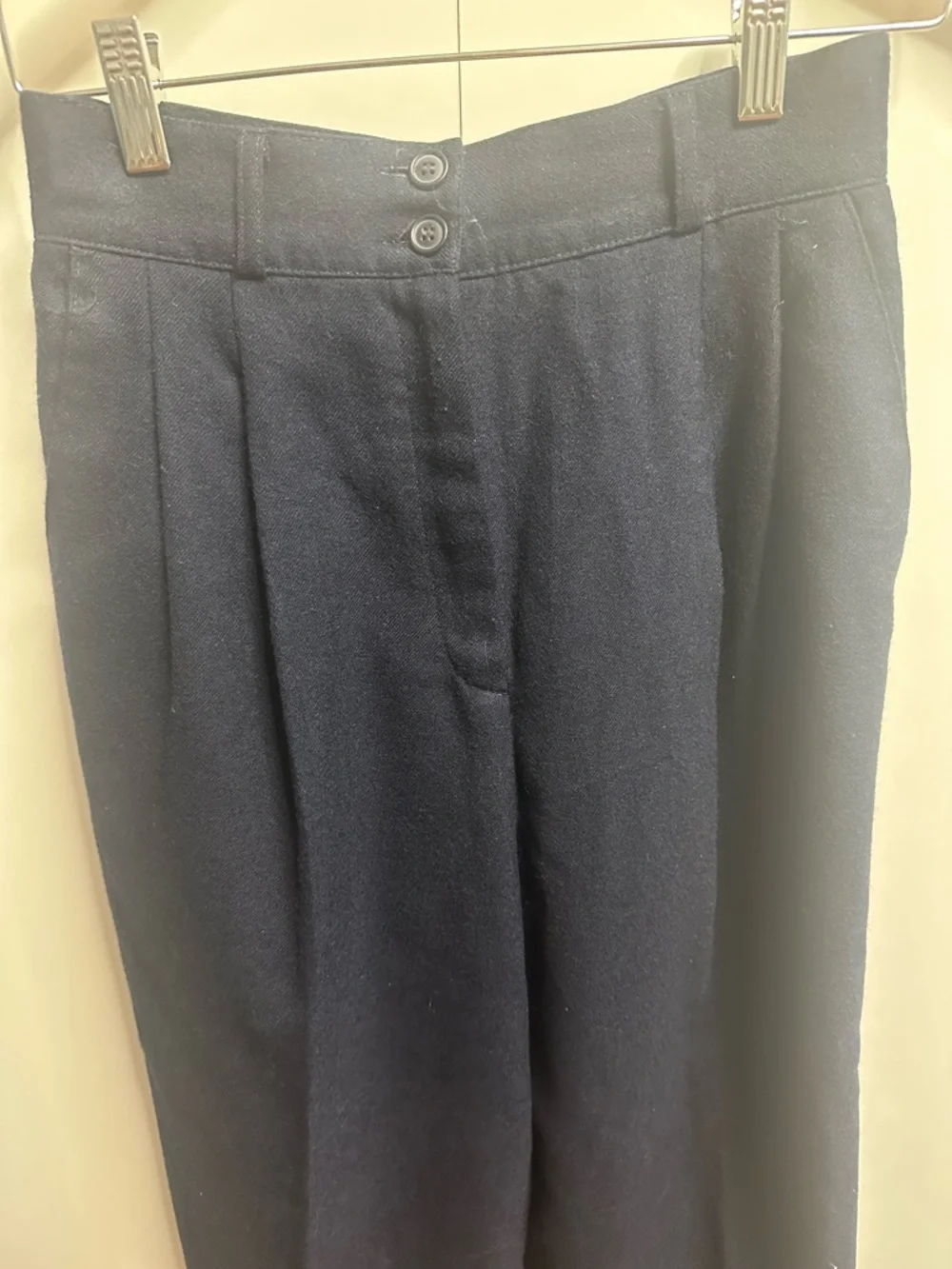 Vintage Jennifer Moore Classics Wool Pants Navy High Waist Pleated Size 6 - Picture 3 of 11